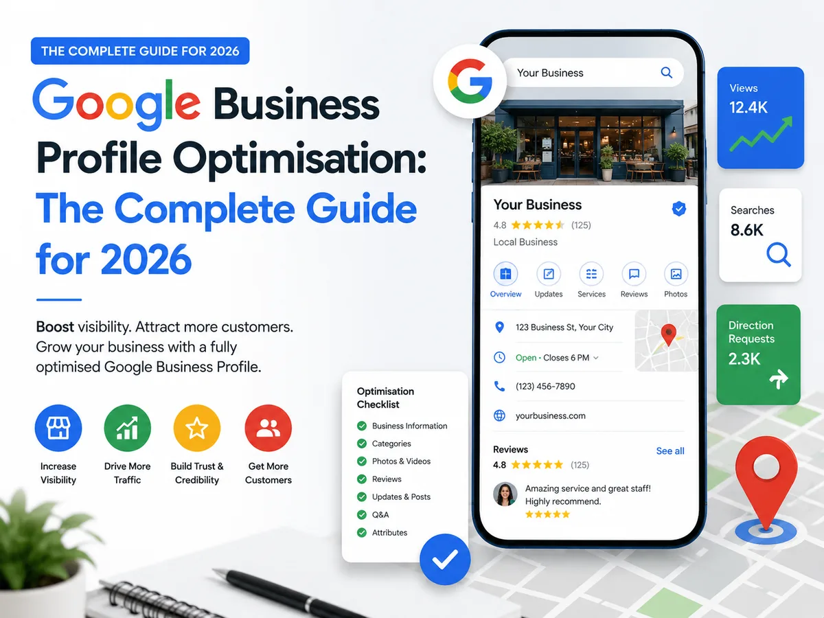 Google Business Profile optimisation guide showing a mobile search result