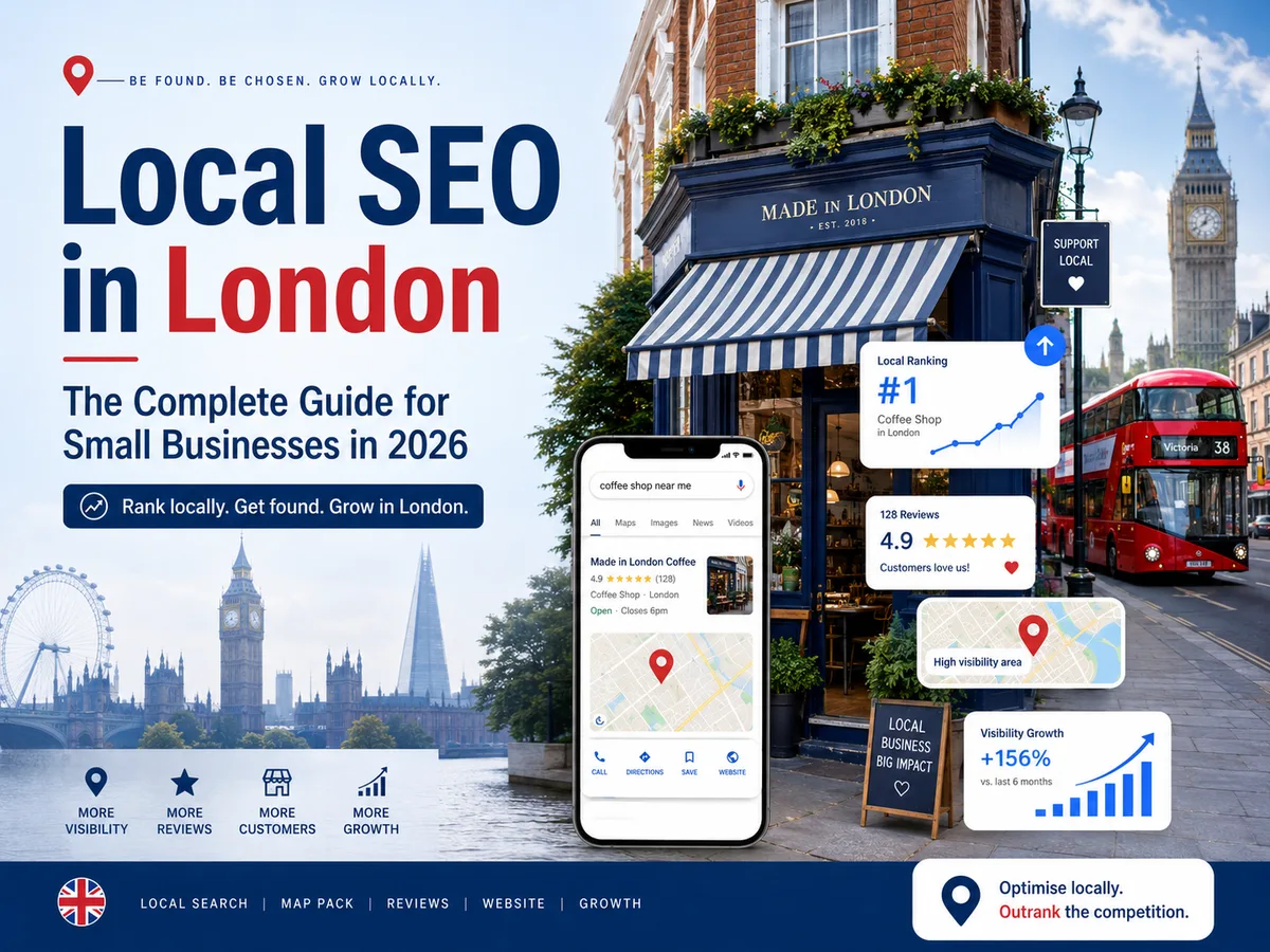 Local SEO in London guide showing a Google Maps search result for a London coffee shop