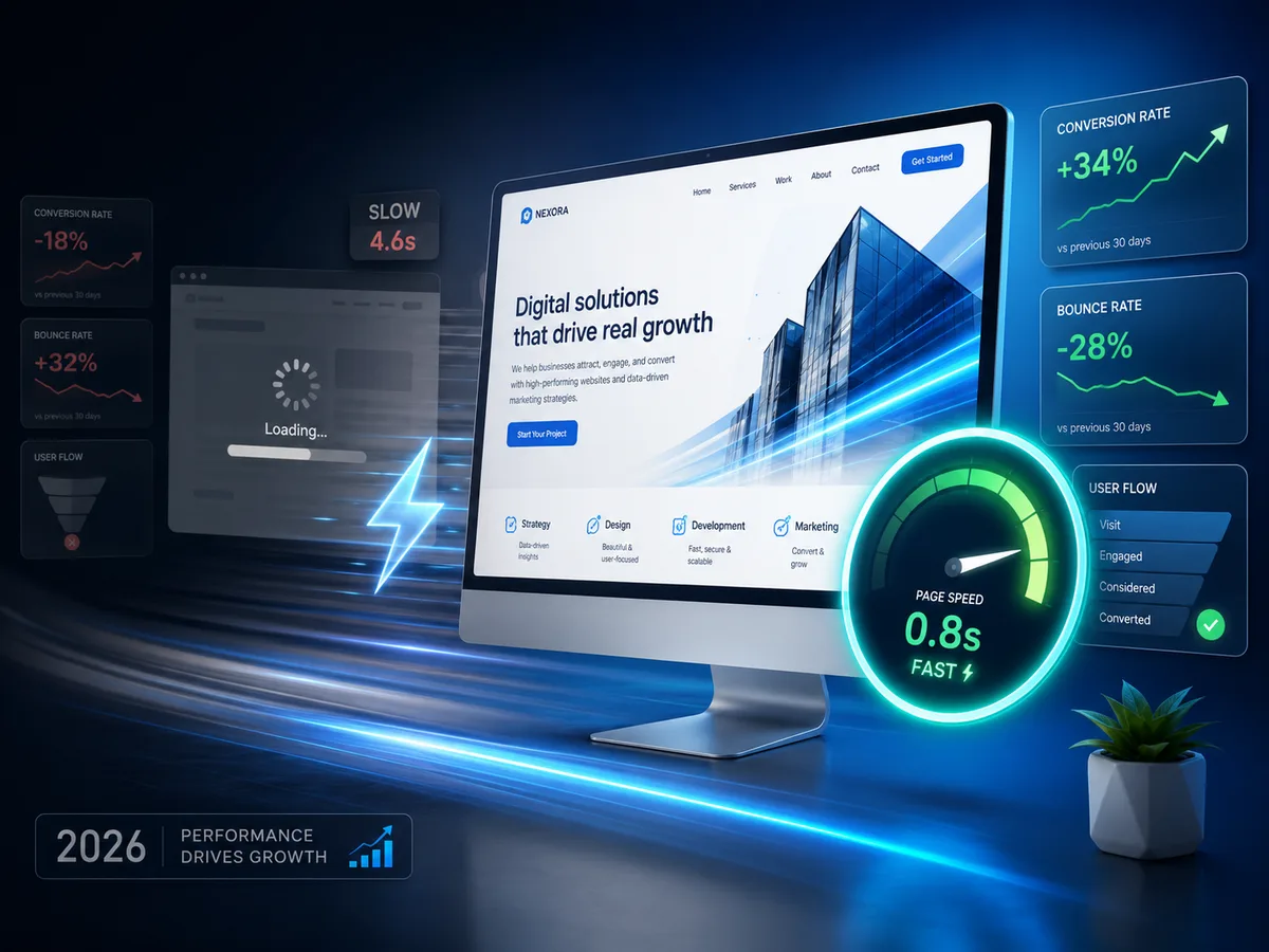Website speed and page load time comparison showing impact on conversion rate